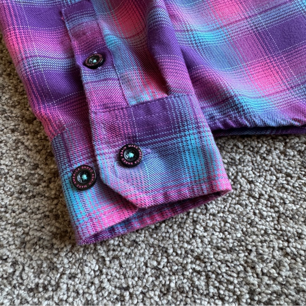 DIXXON x Shreddy Limited Edition Plaid Shirt Womens Purple and Pink - Picture 5 of 12